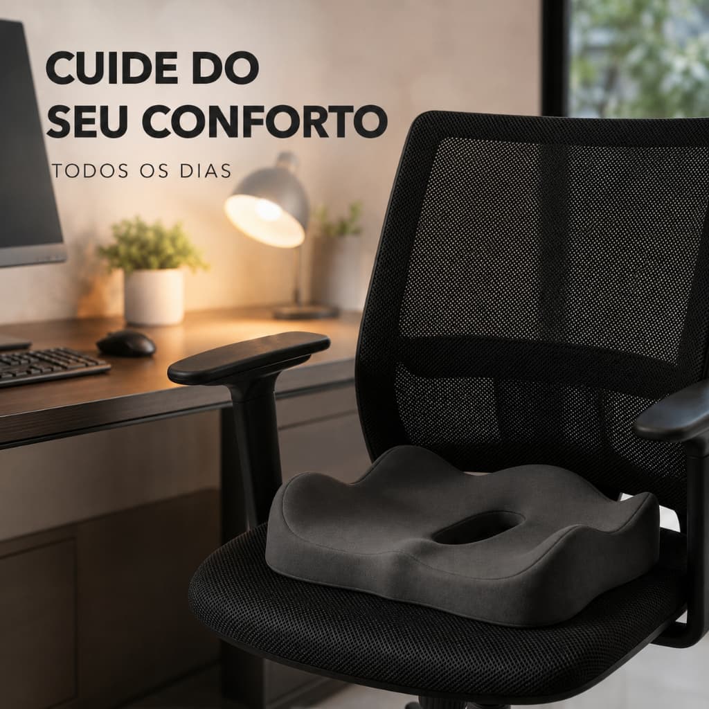 Almofada Anatômica Protetor De Cóccix Com Assento Em Gel Ortopédica Preto