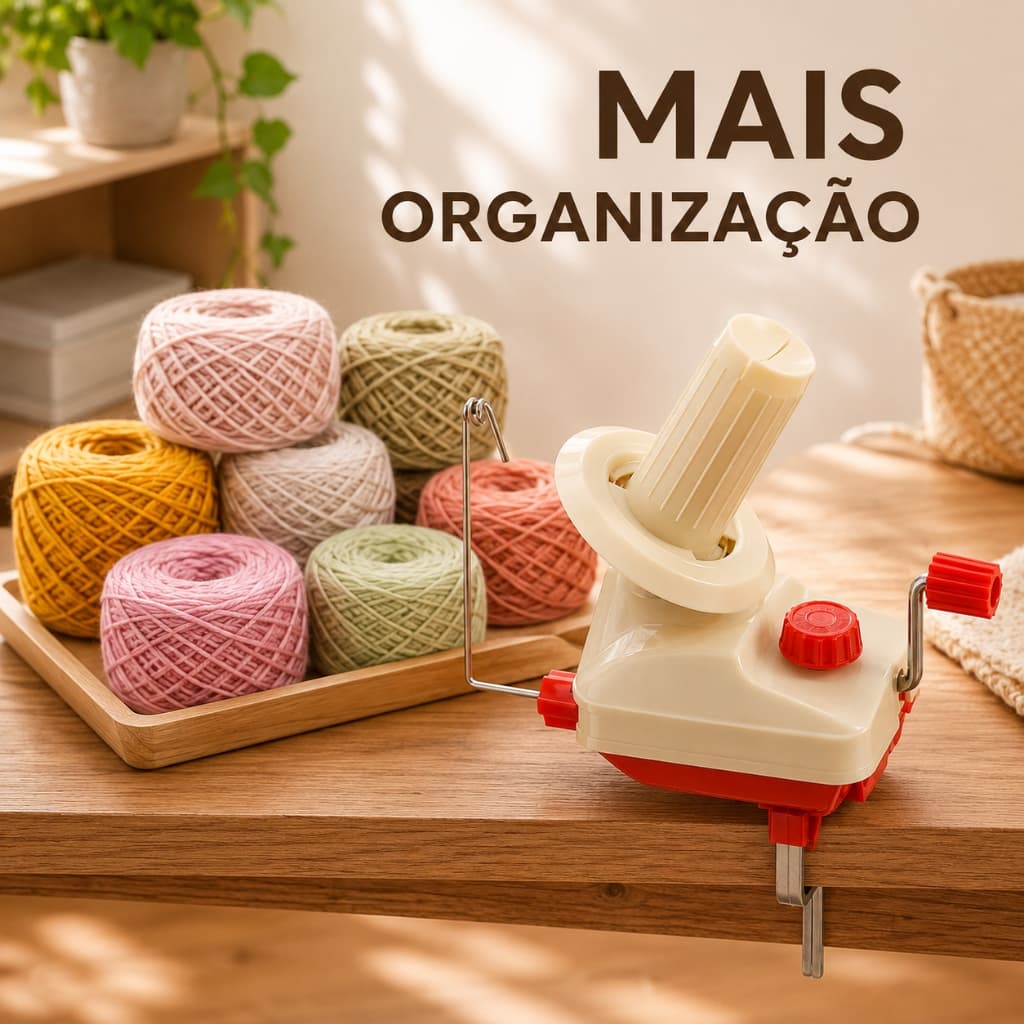 Máquina Enroladora Enrolar Fios Linha Lã Tricô Crochê Manual Enrolador de Linha