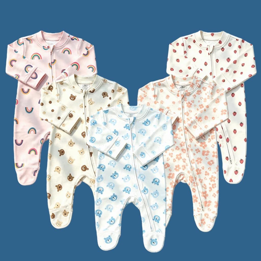 Macacão De Bebê Fofo Estampado Manga Comprida material De Algodão Pijama Com Zíper Para Recém-Nascidos Masculinos E Femi