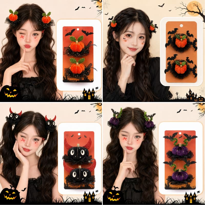 Halloween Novo Bonito Abóbora Hairpin Acessórios De Cabelo Morcego Escuro Pequeno Diabo Fantasma Engraçado Feminino Cabe