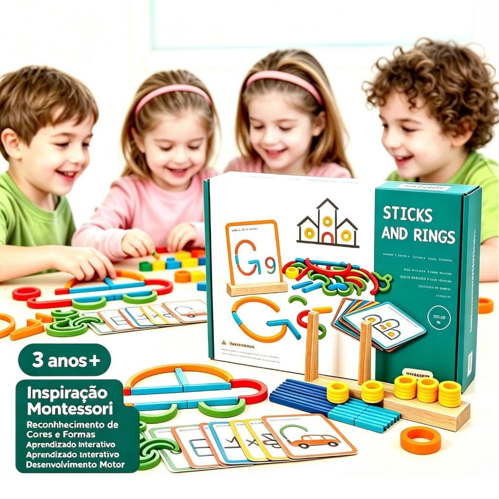 Jogo De Inteligência Quebra-cabeça Montessori Anéis Criativos De Madeira Brinquedo Educacional Para Crianças
