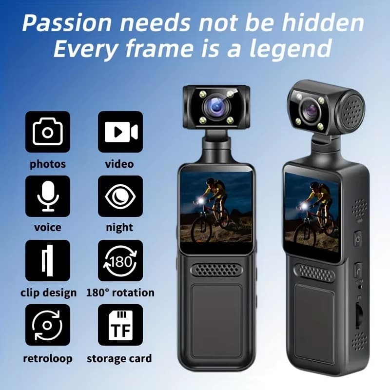 Câmeras De Ação 4k Câmera De Bolso 2k HD Wearable Visão Noturna Esportes DV Vídeo Digital Gravador Entusiasta Fitness Ro