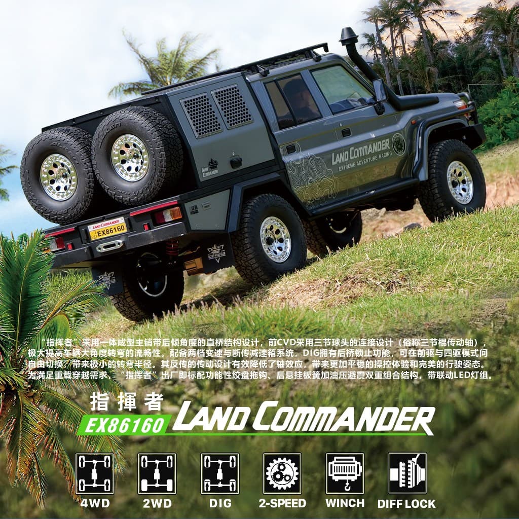 RGT EX86160 LC79 Commander 1/10 660mm RC Crawler-2 Velocidades , Motor Escovado , Diferencial De Travamento E LED