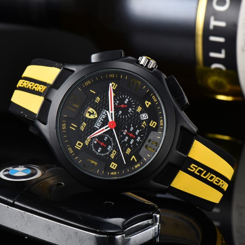 Relógio masculino moda seis ponteiros relógio de quartzo FERRARI Multi-função cronógrafo relógio marca superior clássico