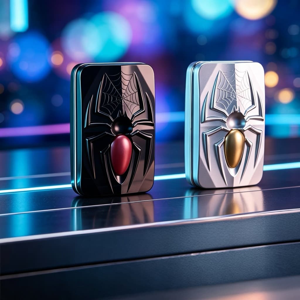 Empurrador De Cartão Magnético Aranha , Brinquedo De Alívio De Estresse De metal EDC , flip-flop Com Capa Deslizante , P