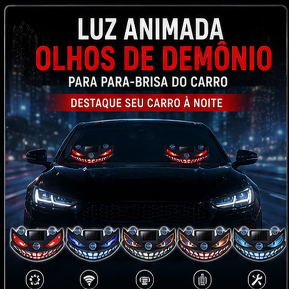 Olhos Do Diabo Animados Luz À Prova D'água Para Pára-Brisa Carro