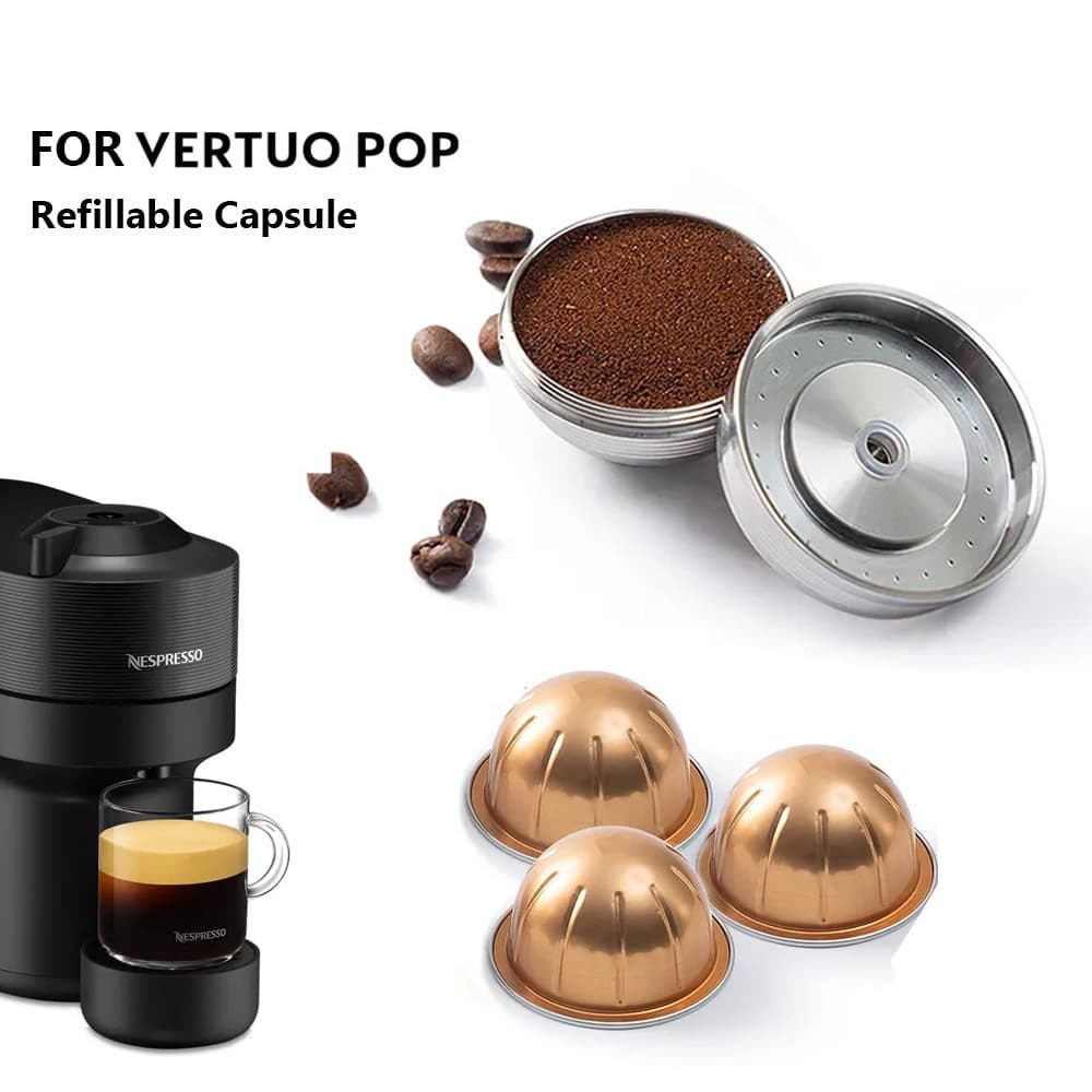 Cápsula De Aço Inoxidável Reutilizável Para Nespresso Vertuo Próxima Máquina Vertuoline Pop Filtro De Café Recarregável