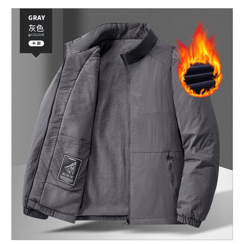 Forro de lã engrossado ao ar livre gola alta jaqueta exterior Wear primavera outono masculino solto Casual jaqueta espor