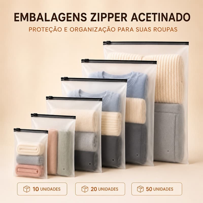 Saco Zíper Preto Fosco Ideal Para Roupas E Acessórios 10/20/50 Unidades Saco com Ziper Roupas