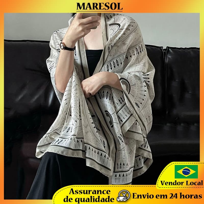 MARESOL All-Match viagem foto protetor solar guarda-sol linho xale dupla utilização grande lenço quadrado lenço de seda
