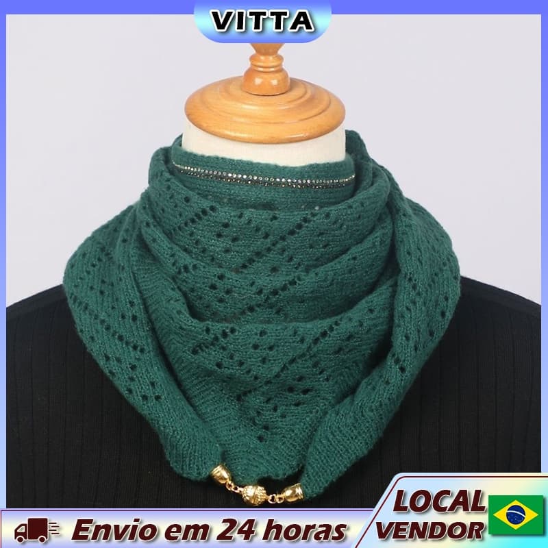 VITTA Cachecol Triângulo de Cor Sólida Quente Diamante Bib Cachecol All-Match Xale Protetor Lenço de Malha