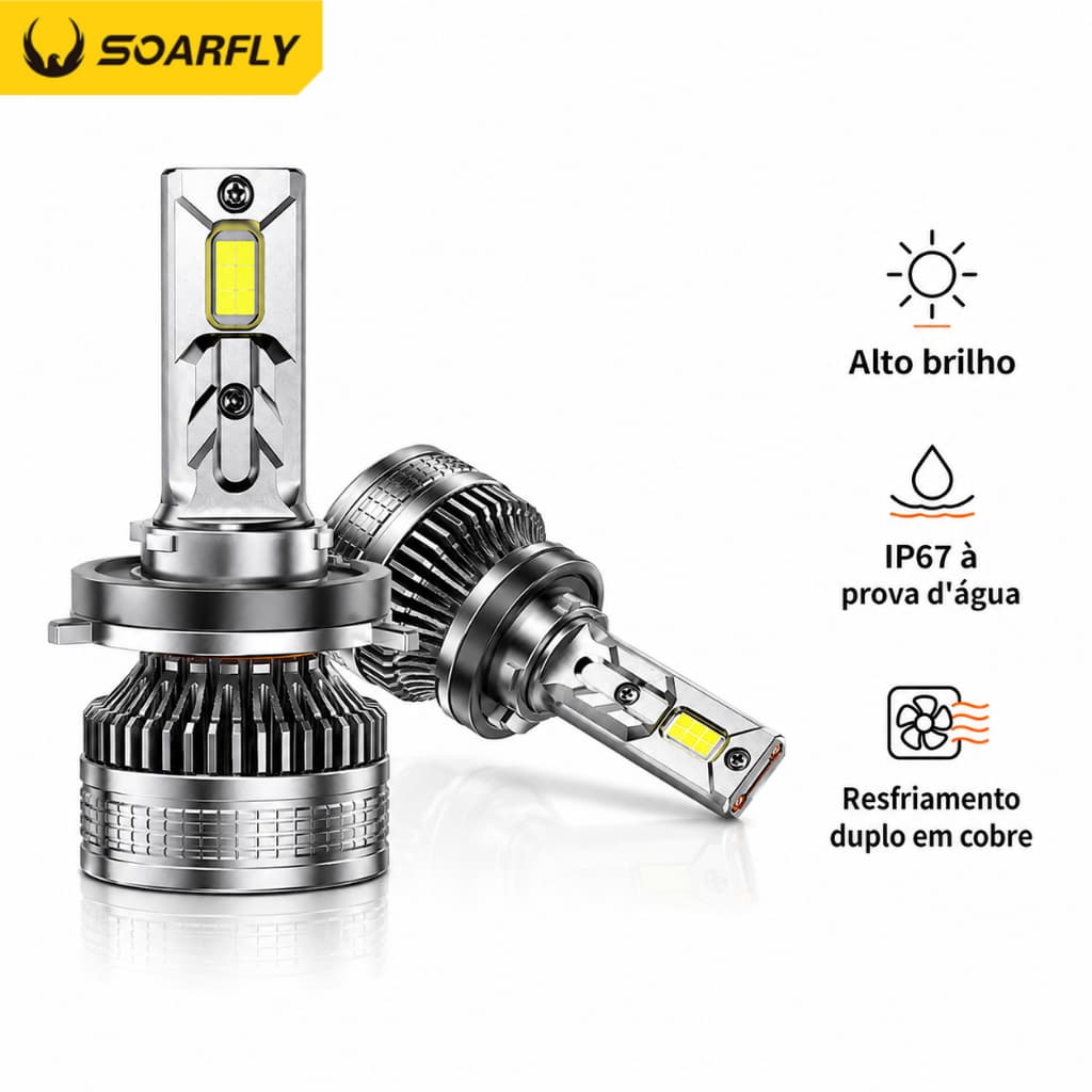 Lâmpada LED para farol de carro SOARFLY G70, dois pacotes, 4.000LM, destaque, luz branca, 200W, adapta à Interface H4/H1