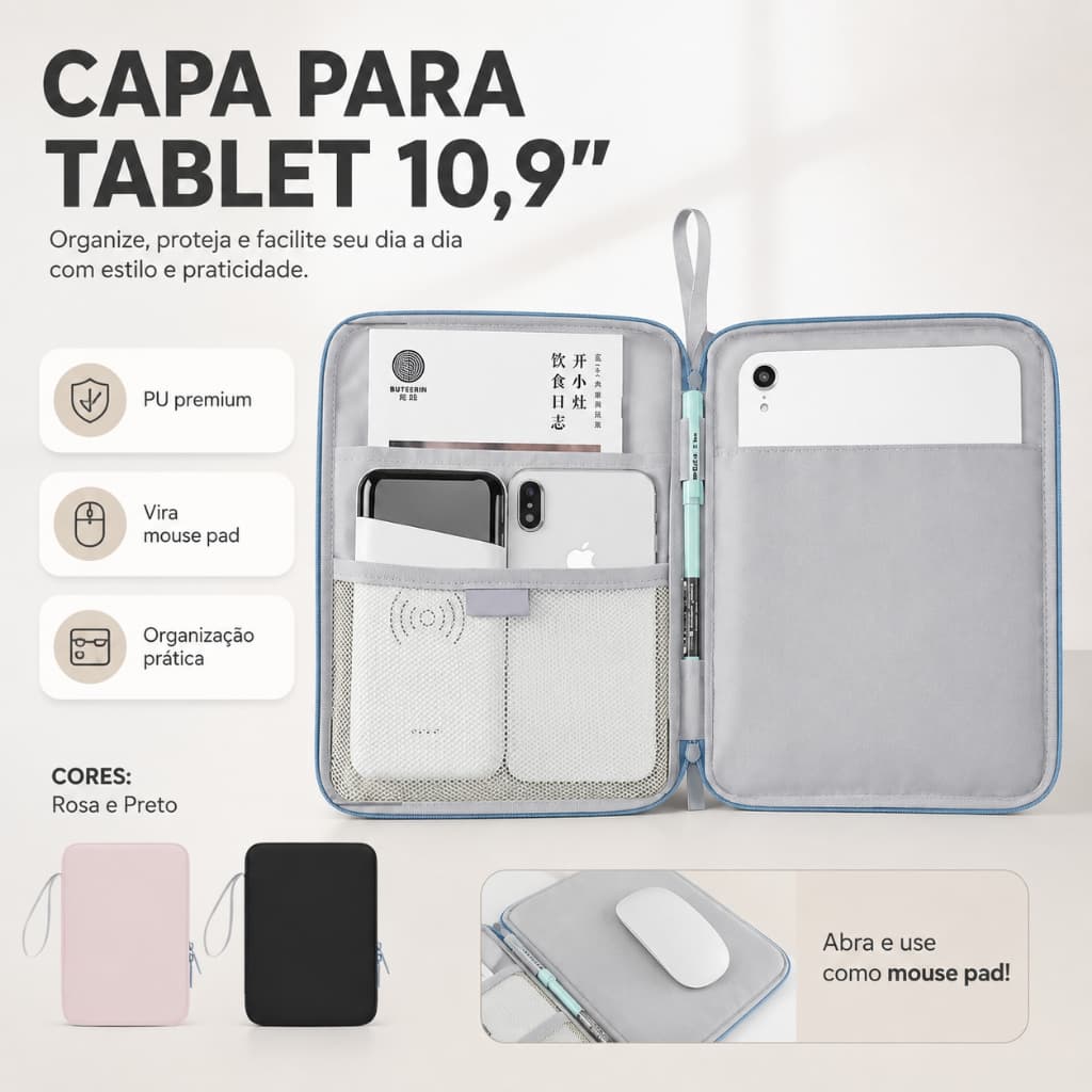 Capa Tablet 11 Polegadas Universal Case Bolsa Pasta Protetora Slim com Suporte