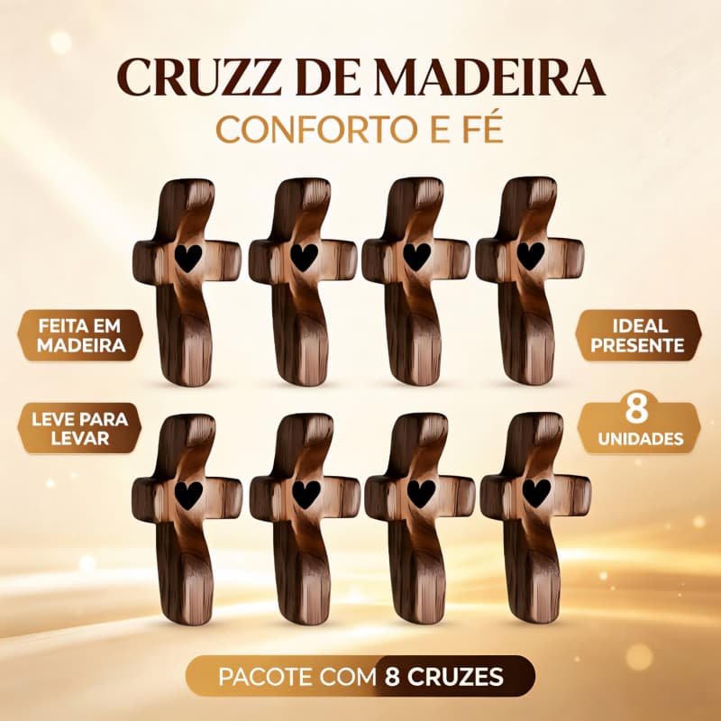 8 Peças Crucifixo de Madeira Conforto Segurando Cruz Poeta Tamanho Pequeno Portátil Oração Al