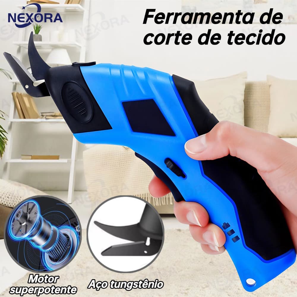 Tesoura Elétrica Para Tecidos Usb Recarregável Bivolt Tesoura com bateria de íon-lítio para cortar tecido