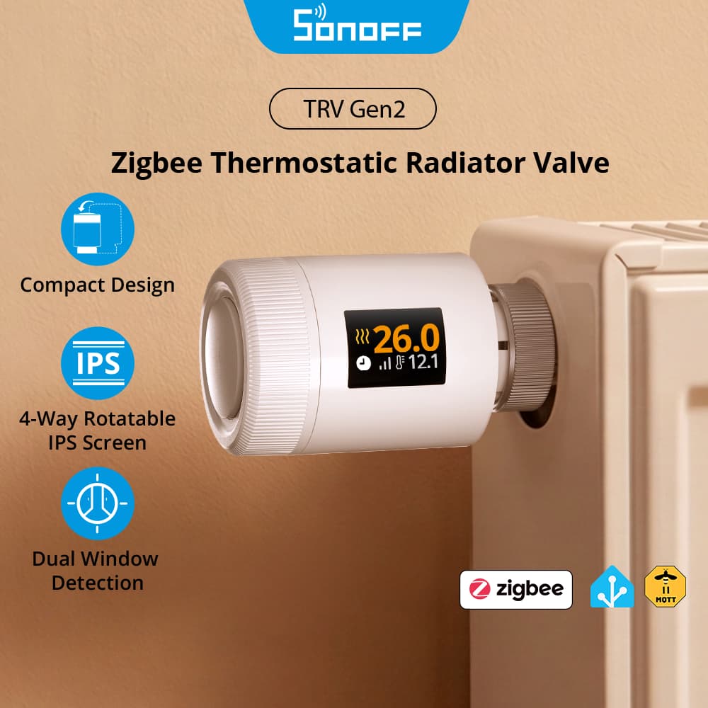 Válvula De Radiador Termostática SONOFF TRV Gen2 Zigbee-ZBT Aquecimento Mais Inteligente Proteção Abrangente Design Comp