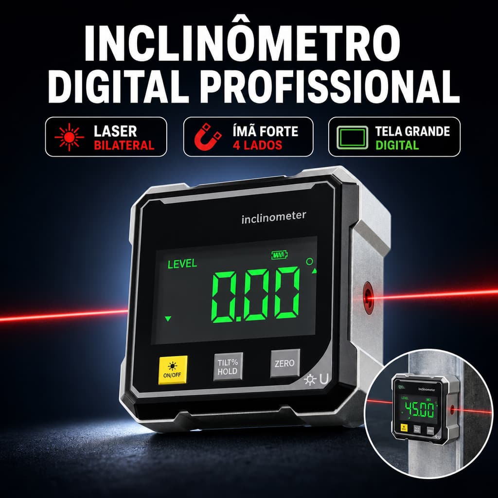 Inclinômetro De Nível A Laser Com Display Digital Medição Precisa de Ângulos – Ferramenta Completa