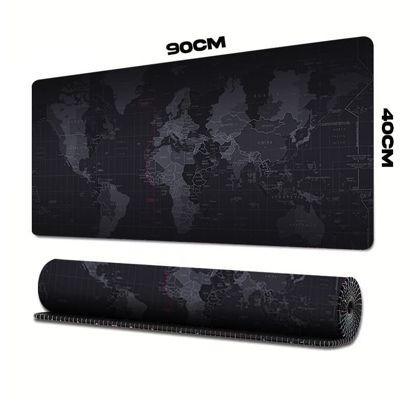 Mouse Pad Modelo 2026 Grande 90x40 Couro Gamer Desk Pad Mapa Mundi Black