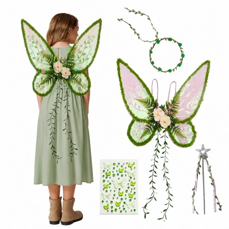 Festival Festa Cosplay Traje Asas De Borboleta Volta Decoração Folha Elfo Decorativas Para Crianças E Adultos Halloween