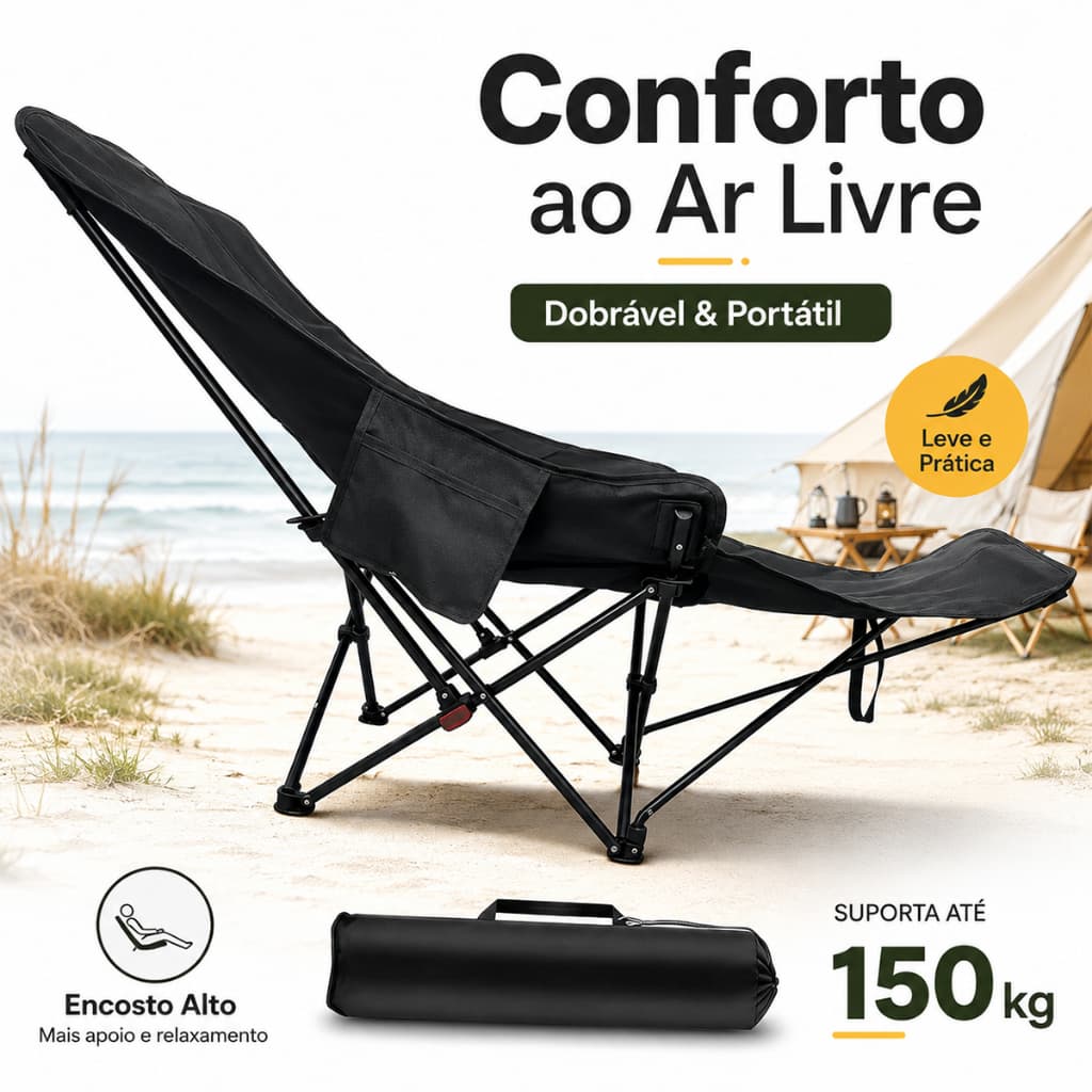 Cadeira Dobrável Grande Portátil Camping Praia Kala Cadeira Banco Banqueta Pesca Camping Praia com Apoio de Braço