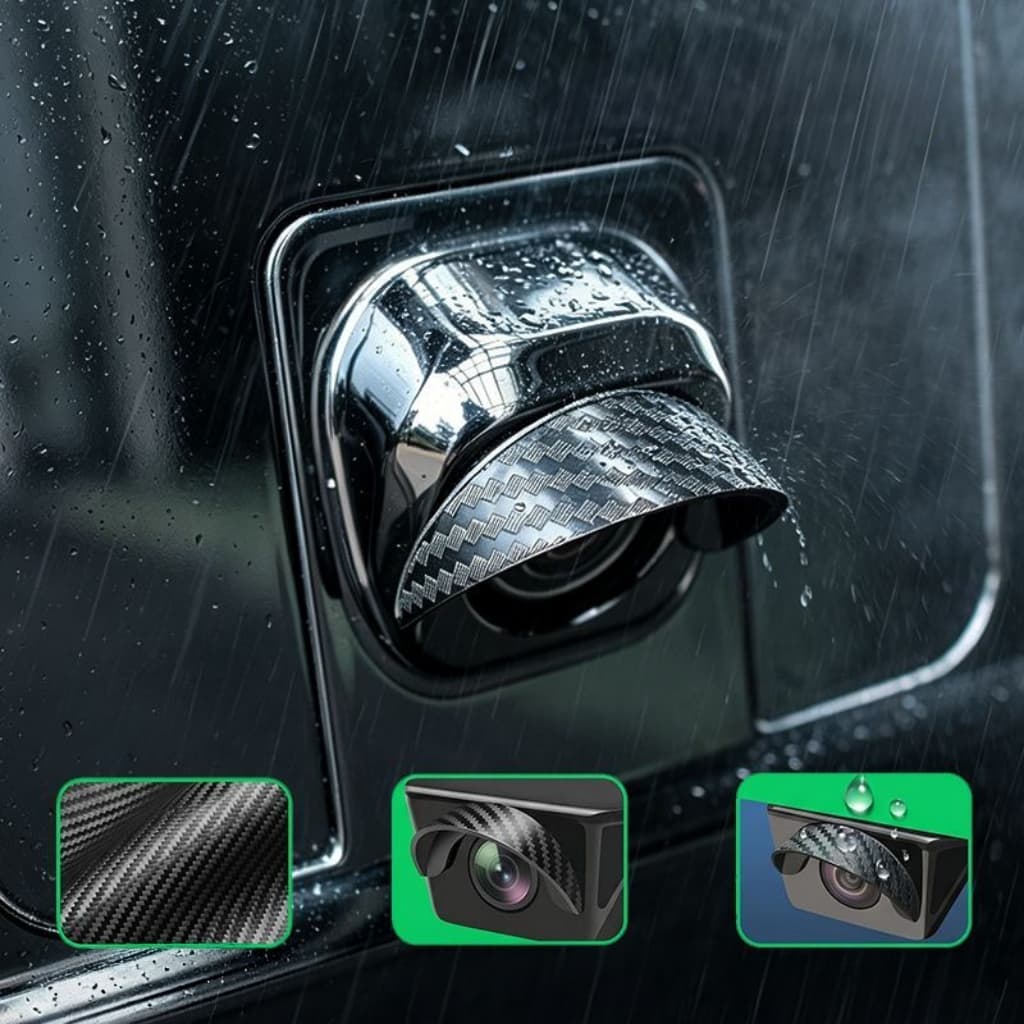 Capa de chuva para câmera de carro Capa protetora de Silicone Universal Curvo Padrão de fibra de carbono Pára-sol / Defl