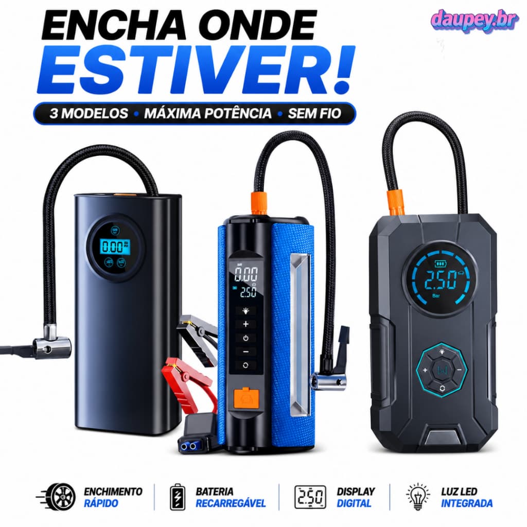 Mini Compressor de Ar Portatil Recarregavél Digital USB Calibrador Pneu Envio Imediato