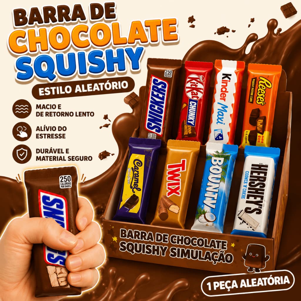 Barra De Chocolate Snickers Realista Squishy Slow Rising Snack Food Stress Relief Toy