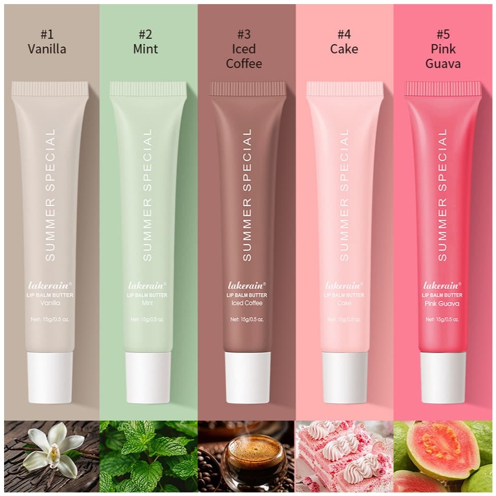 Lip Balm Butter Hidratante 5 Cores Brilho Natural para Lábios Secos