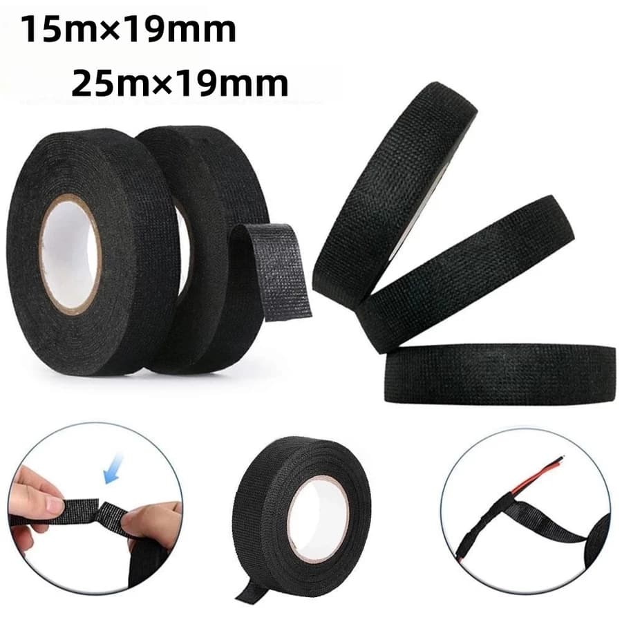 Fita Isolante de Tecido Fabric Insulating Anti-Chama Antirruído 19m x 25mm para Chicote Automotivo Original