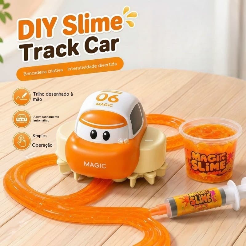 Carro de Pista de Slime Educacional DIY, Pintura de Forma Livre, Brinquedo de Carro de Pista dos Sonhos com Pista de Lam