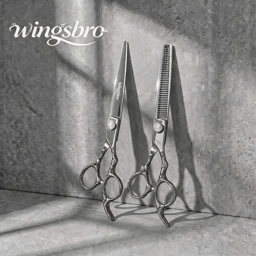 Wingbro Tesoura De Cabeleireiro Profissional , 7.5 Polegada Corte De Cabelo Desbaste Para Salão De Barbeiro Uso Doméstic