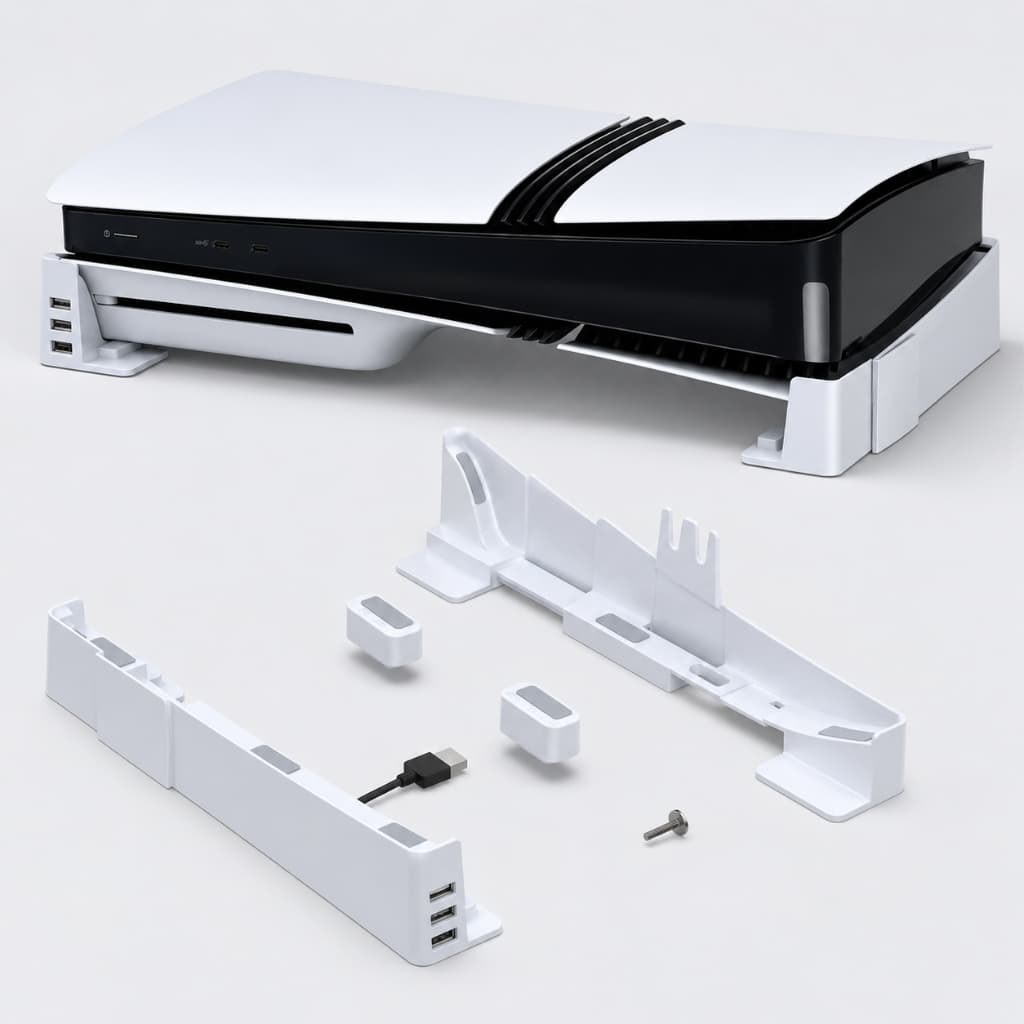 Suporte Horizontal Com Hubs USB 2.0 De 3 Portas Para Console PS5 Pro/PS5 Slim , Ajustável , Estável , Antiderrapante , P
