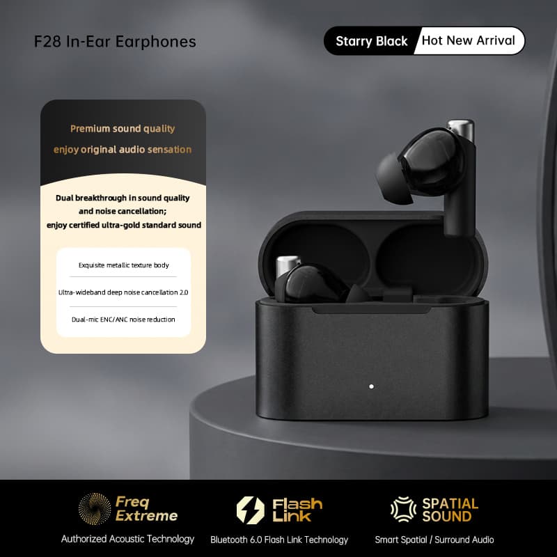Fone de ouvido intra-auricular Bluetooth sem fio F28