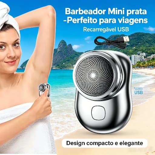 1 Mini Conjunto De Barbeador Prateado Compacto E Elegante Com Promoção Extremamente Portátil Eficiente De Longa Duração