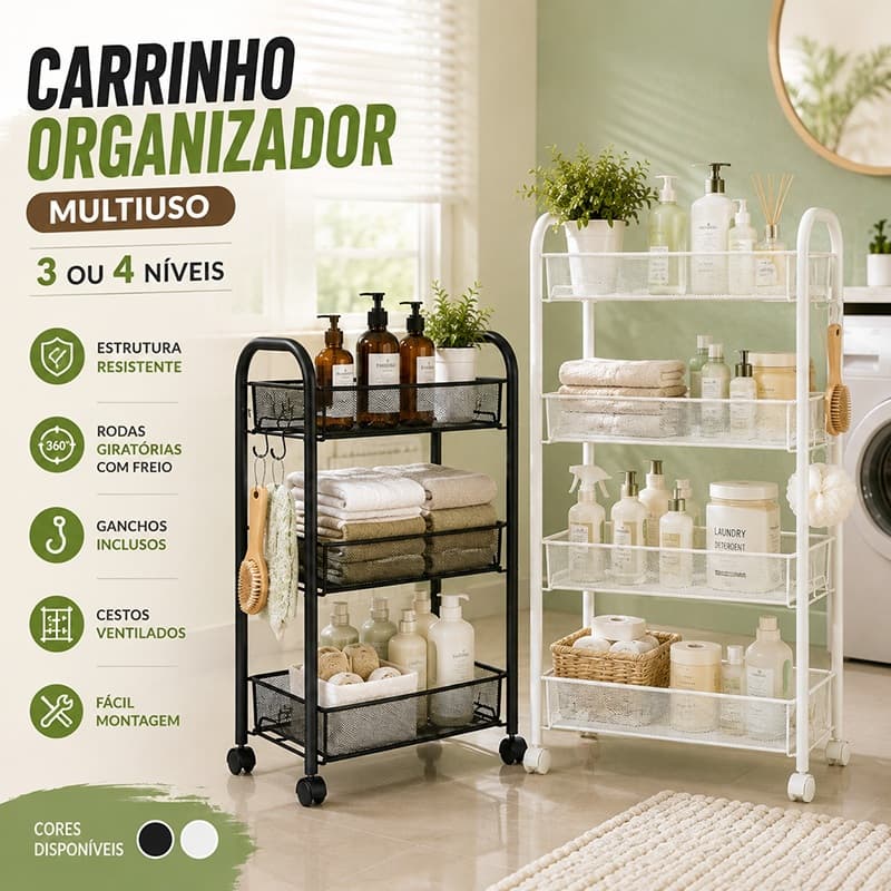 Carrinho de Armazenamento Metálico 3/4 Camadas Organizador Para Cozinha Banheiro Casa