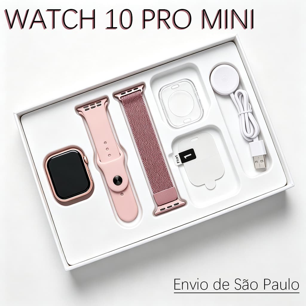 2026 Smartwatch S10 Mini 38MM Unissex com Pressão Chamada Bluetooth Calculadora Impermeável e Compatível Android/iOS