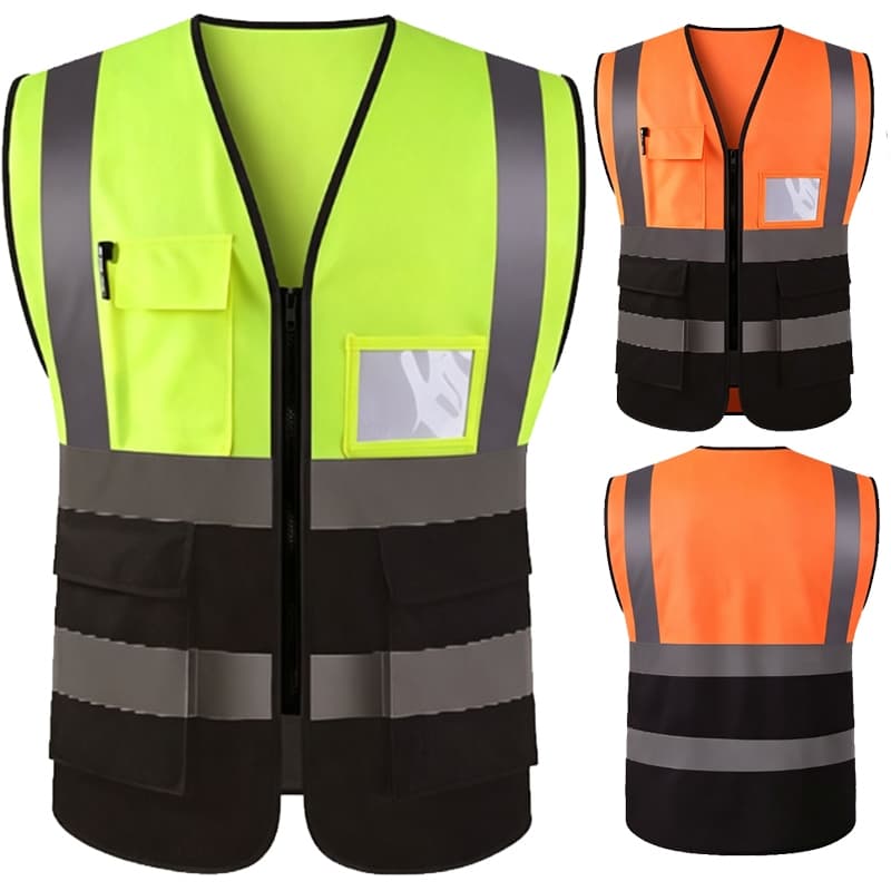 M-5XL Colete De Alta Visibilidade Com Bolsos Grandes Fluorescente Amarelo Preto Workwear Segurança Construção Trabalho W