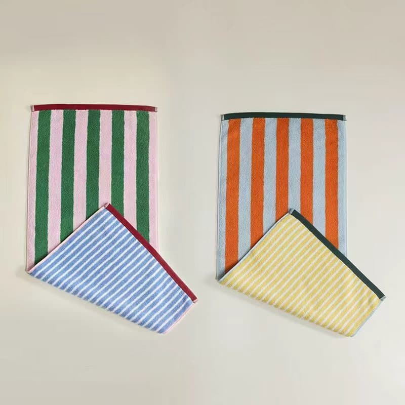 JoyMart Toalha de algodão penteado Toalha listrada colorida Toalha de banho de algodão puro Toalha de rosto adequada par