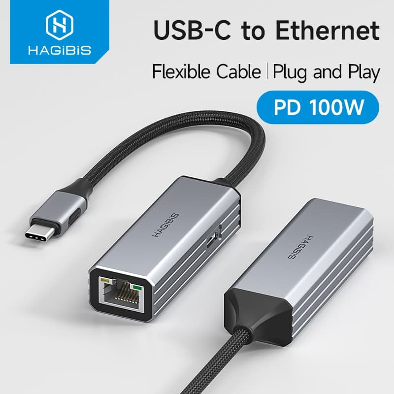 Adaptador Hagibis USB C Para Ethernet Tipo-(Thunderbolt 3/4) RJ45 Gigabit/2.5G Hub De Rede MacBook Pro/Air iPhone