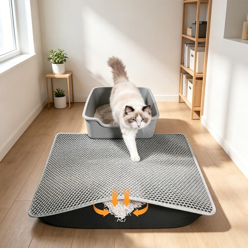 Tapete Grande Para Areia De Gato , À Prova D'água , Anti-Penetração , Antiderrapante Coleta De Maca Lavável E Dobrável