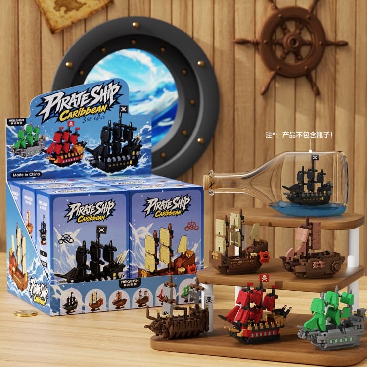 6 Pçs/set Vários mini Modelo De Navio Pirata 3D Colecionáveis Bloco De Construção Brinquedo Presentes