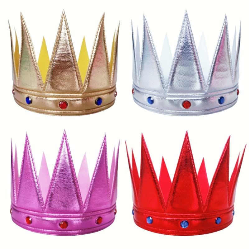 Crianças Adulto Rei Rainha Coroa Chapéu Brilhante Tecido Metálico Com Strass Para Adereços De Festa De Aniversário