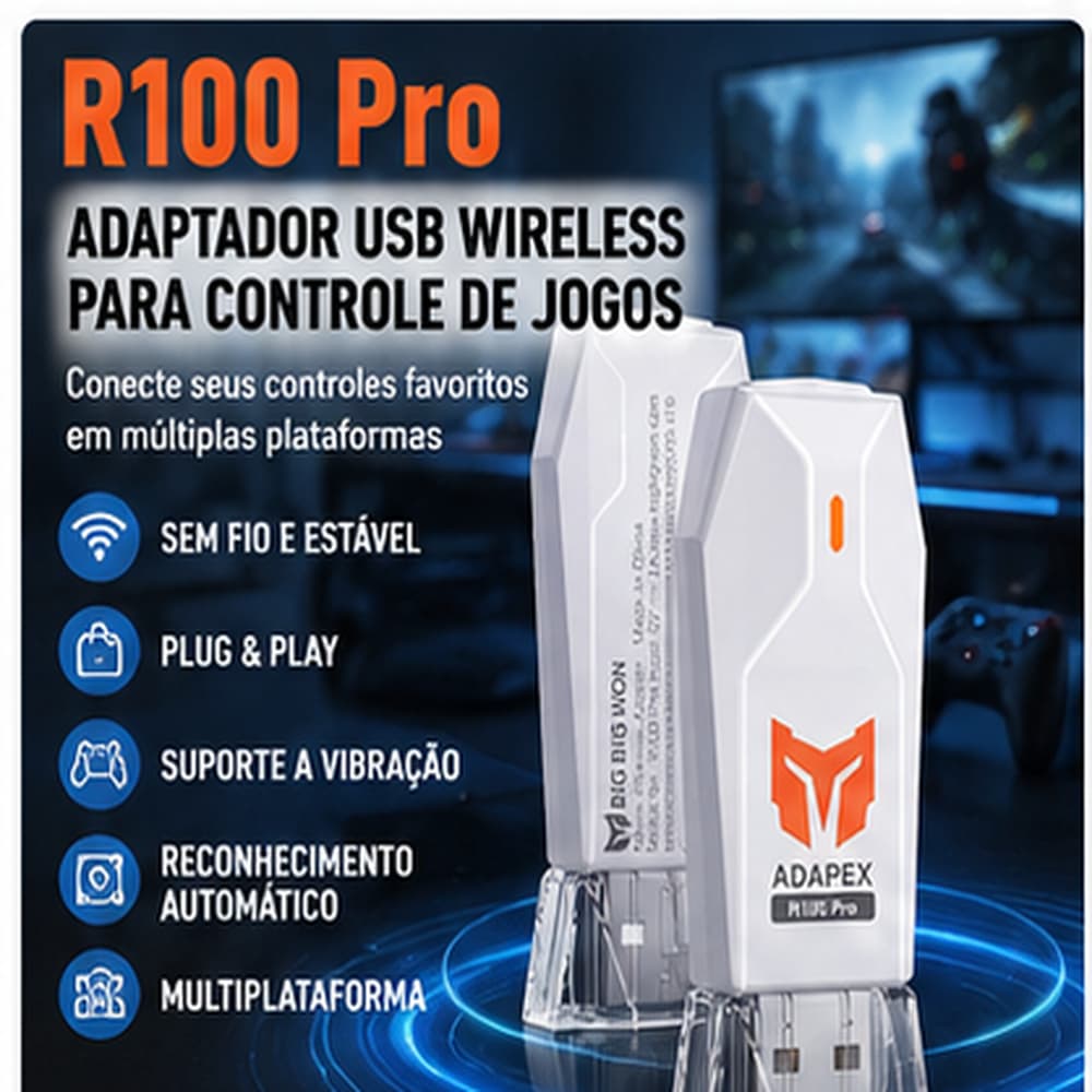 Adaptador Sem Fio USB R100 Pro Para PC Switch XBOX One S