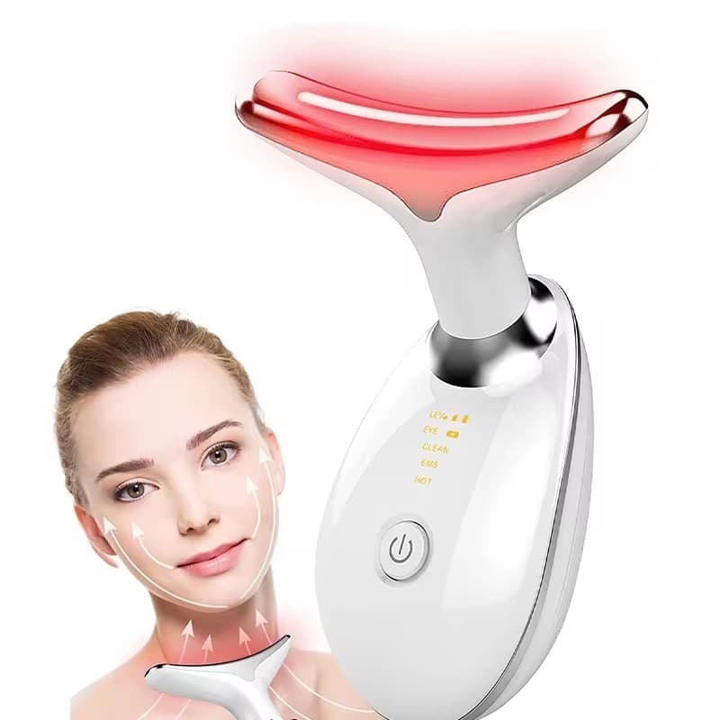 7 Cores Pescoço Rosto Levantador Ems Levantamento Massageador Pele Apertar Dispositivo Led Fóton Terapia Anti Rugas Dupl