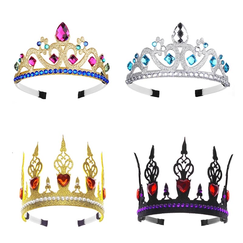 Meninas Princesa Rainha Coroa Bandana Glitter Strass Tiara Para Crianças Festa De Aniversário Cosplay Adereços