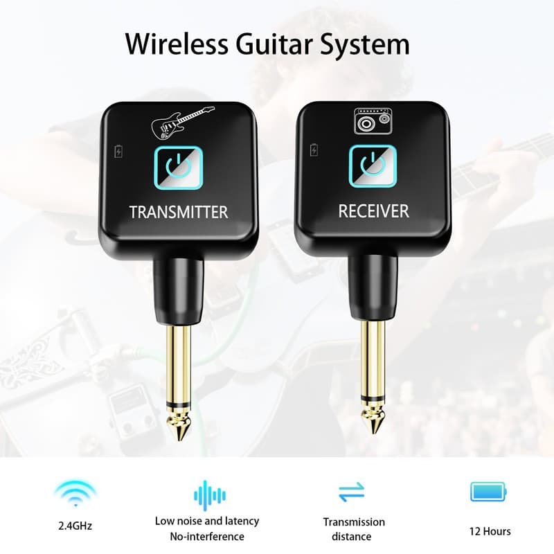 Receptor Transmissor 2.4G Sem Fio Para Guitarra E Baixo , Baixa Latência De 12 Ms , Bateria De 15H