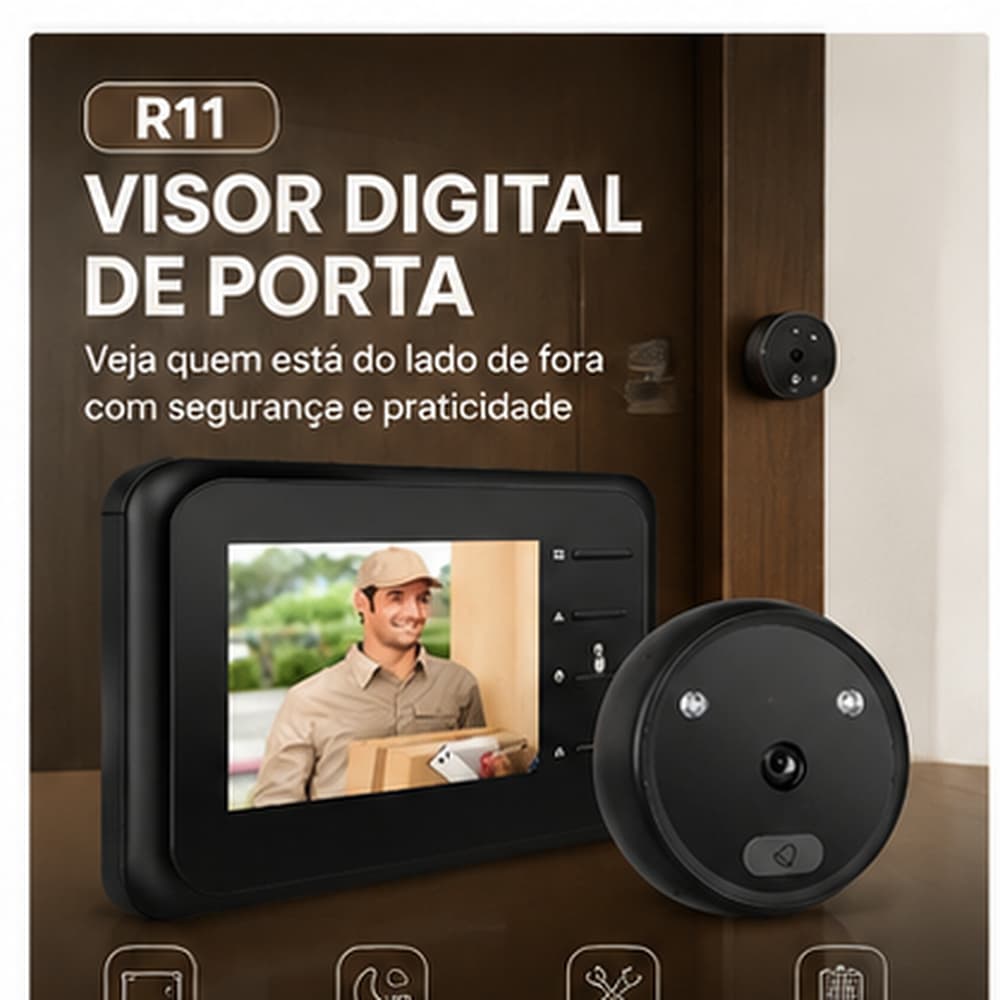 R111 Câmera De Visão Noturna Digital De 2,4 Polegadas Com Campainha IR Peephole Door Viewer