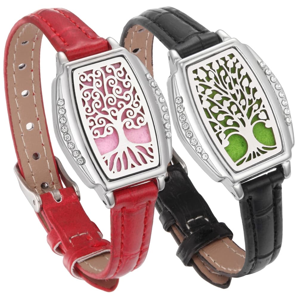 Joias De Aromaterapia Pulseira Difusora De Aroma Árvore Da Vida Perfume Difusor De Óleo Essencial Medalhão Charme Vintag