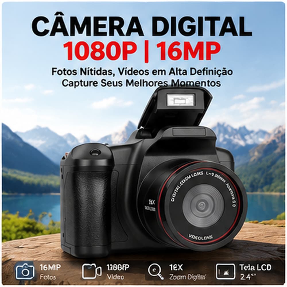 Câmera Digital Filmadora Com Zoom De 16X Gravador De Vídeo Tela LCD De 2.4 Polegadas Para Fotografia E