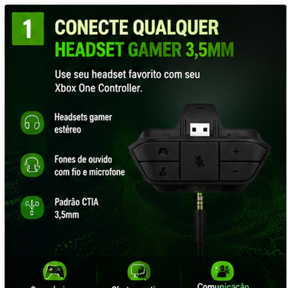 Adaptador De Fone De Ouvido Do Controlador Conversor Microfone De Áudio Para Xbox One Controller